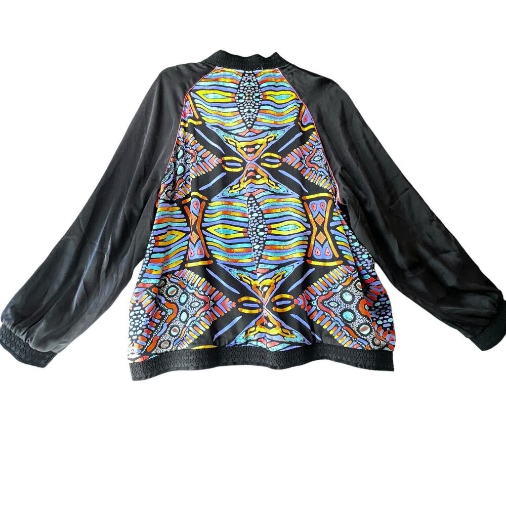 NWT Melissa McCarthy Seven7 Bomber Jacket Sz 2X Reversible Colorful Abstract - Picture 2 of 16